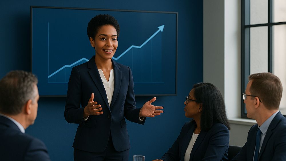 How Factoring Improves Liquidity - Woman giving presentation